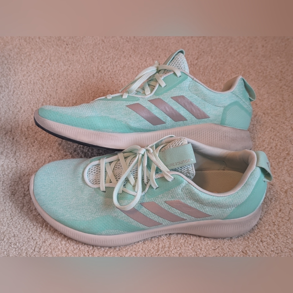 Adidas Women's Light Green and Gray Sneakers - Picture 8 of 11